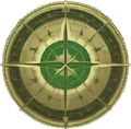 Pixel-art brass compass marking the learning journey.